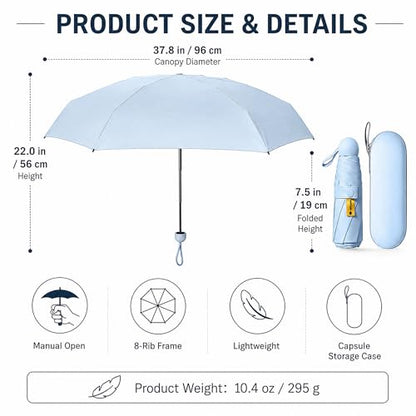 Mini Travel Umbrella with UPF 50+ UV Protection