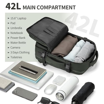 Travel Backpack,Expandable Carry on Daypack Personal Item Bag - color: Green