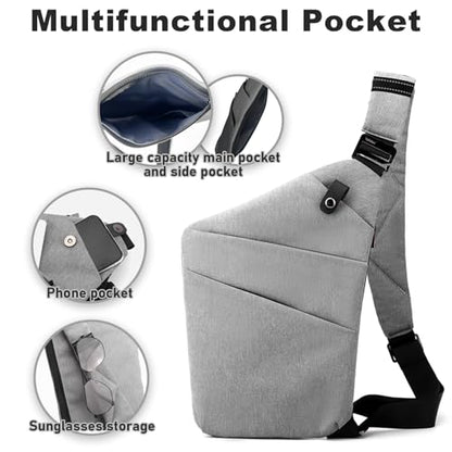 Anti Theft Travel Bag Sling Cross-body Bag Large Capacity - color: Grey, style: Right Shoulder
