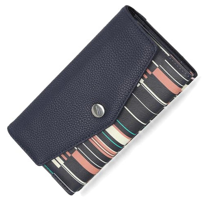 Nautica Money Manager Womens Slim RFID Blocking Wallet, Small Bifold Credit Card Holder with Zipper Coin Pocket and ID Window - color: Ribbon Stripe
