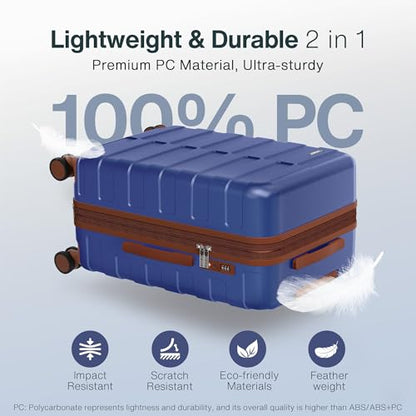 Vipbox Suitcase Sets 3 Piece Hardside PC Travel Suitcase with Wheels, Blue | Lightweight Expandable Ultra Durable 100% PC Carry On Travel Suitcase set with TSA Lock Spinner Wheels - color: Classic Blue, size: 3-Piece Set (20/24/28)
