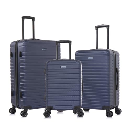 InUSA DEEP Luggage Set with Dual Spinner Wheels and Studs | Spacious Travel Suitcases with Ergonomic Handles | (20/24/28) 3 Piece Hardside Luggage Set | Blue - color: Blue, size: 3 Piece Set (20/24/28)