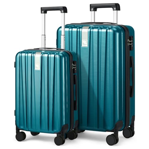 Hanke Luggage Sets 2 piece Carry On Luggage with Wheels PC Hard Shell Suitcases Lightweight Checked Travel Luggage Large Travel Suitcase Woman Men 20/29 Inch(Caribbean Blue) - color: Caribbean Blue, size: 2 Pc Set (20/29)