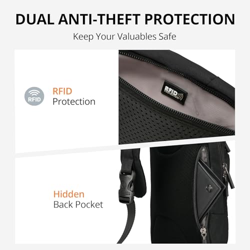 Swissdigital Design Crossbody Bag for Men, RFID Blocking Sling Bag with Adjustable Strap Use - color: Black