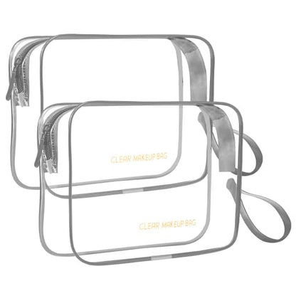 Icramsy Clear Makeup Bag,2 Pack TSA Approved Toiletry Bag for Women & Men - color: Grey