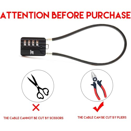 RESET-201 4-Digit Cable Padlock, 20 in 50cm 5mm Cable Loop, 1 Pack - size: 50cm(20 inch)Cable