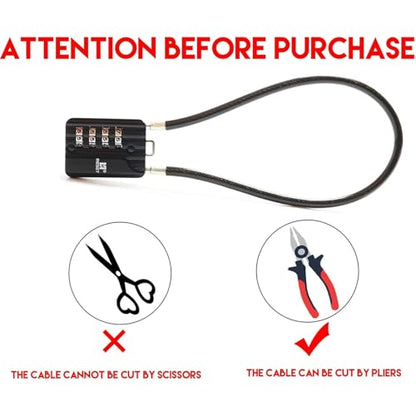 RESET-201 4-Digit Cable Padlock, 20 in 50cm 5mm Cable Loop, 1 Pack - size: 50cm(20 inch)Cable
