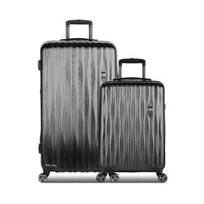 SwissGear 7272 Energie Expandable Hardside Trunk Luggage with Spinner Wheels and TSA Lock, Black, 2-Piece Trunk Set (19/29) - color: Black, size: 2-Piece Trunk Set (19/29)
