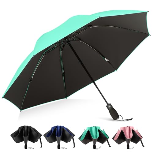 G4Free 46 Inch Inverted Umbrella Windproof Travel Umbrella for Rain & Sun | Black Coating UV Protection, Strong 8 Ribs, Auto Open/Close, Reverse Folding Umbrella with Non-Slip Grip, Fits Car & Backpack - color: Lake Blue