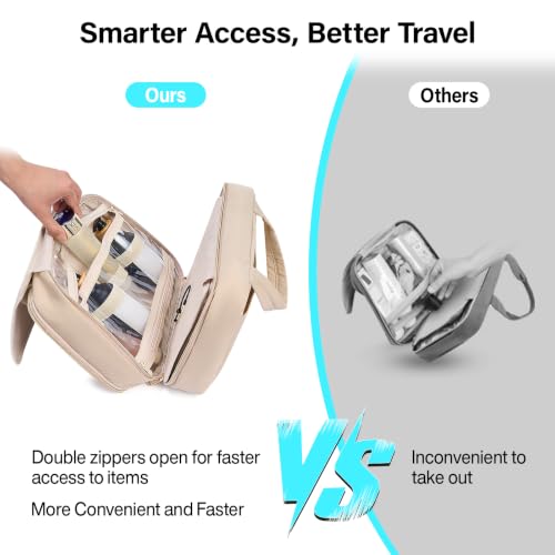 Hanke Hanging Travel Toiletry Bag with Jewelry Organizer, Apricot - color: Apricot