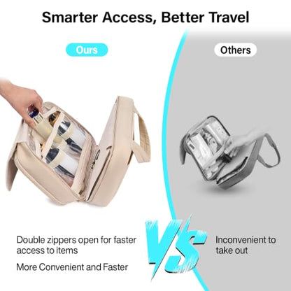 Hanke Hanging Travel Toiletry Bag with Jewelry Organizer, Apricot - color: Apricot
