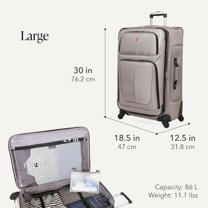 SwissGear Sion Softside Expandable Roller Luggage, Pewter, 3-Piece Set (21/25/29) - color: Pewter, size: 3-Piece Set (Carry-On/Medium/Large)