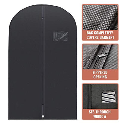 PLX 40" Black Garment Bags Suit Bag for Travel & Clothing Storage - size: 5 pack black: 40” x 24”