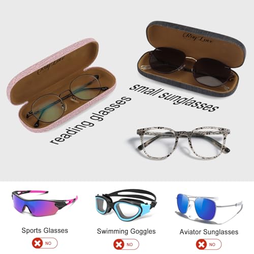 RayLove 3-Pack Hard Shell Eyeglasses Case Reading Glasses Hard Case - color: Black Green Pink