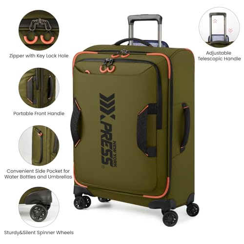 2-Piece Set(22/26in) Softside Luggage Sets w/Spinner Wheels - color: Green, size: 2-Piece Set (22"/26'')