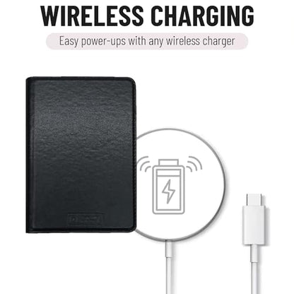 Travel Passport Holder, Wireless Charging Tracker, iOS Only – Black - color: Black