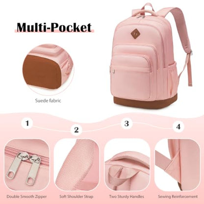 DIGOBAY Shool Backpack for Girls 3PCS Backpacks with Lunch Bag Pencil Case - color: Pink