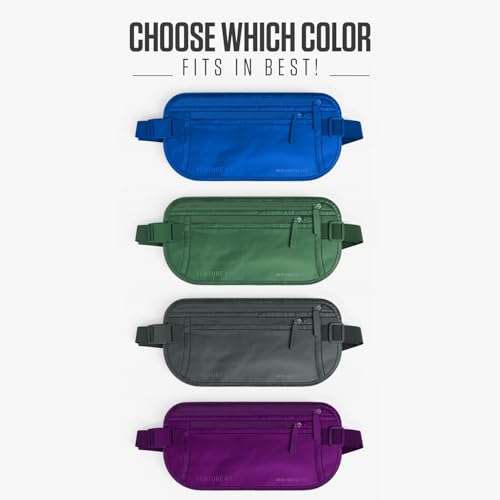 VENTURE 4TH Travel Money Belt, RFID Blocking Passport Holder - Sleek Blue - color: Sleek Blue
