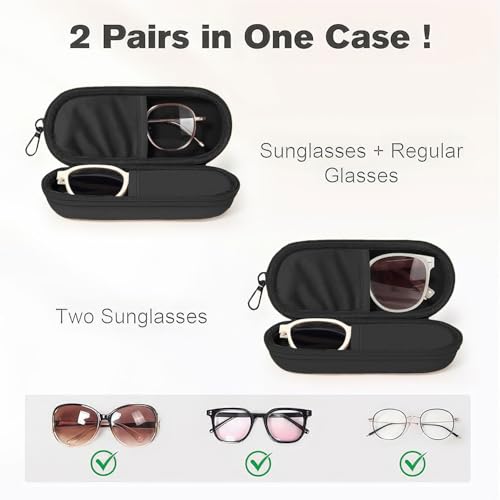Dual Glasses Case PU Hard Shell Multiple Eyewear Storage Box Shockproof Portable Travel Double Sunglasses Glasses Organizer for Men Women