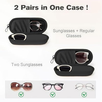 Dual Glasses Case PU Hard Shell Multiple Eyewear Storage Box Shockproof Portable Travel Double Sunglasses Glasses Organizer for Men Women