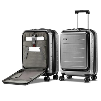 CENSIEN Expandable 20" Carry On Luggage Airline Approved with Front Pocket - color: Gray, size: 20 Inch EXT