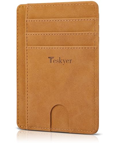Teskyer Slim Minimalist Wallet for Men, RFID Front Pocket Card Holder - color: Y98 - Khaki