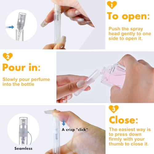 Chiallco Mini Perfume Sample Bottles, 10 Pack 5 ml Plastic Small Perfume Spray Bottle, Fine Mist, Portable Perfume Travel Refillable Bottle, Upgraded atomizer sprayer for perfume, Clear - style: 5ML