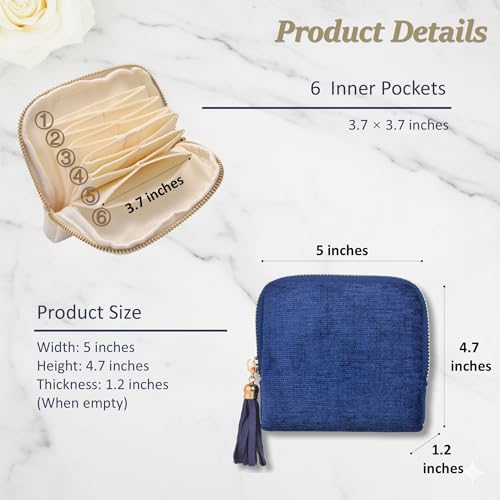 Jewelry Organizer Case, Small Travel Velvet Pouch, Portable - color: Gem Blue