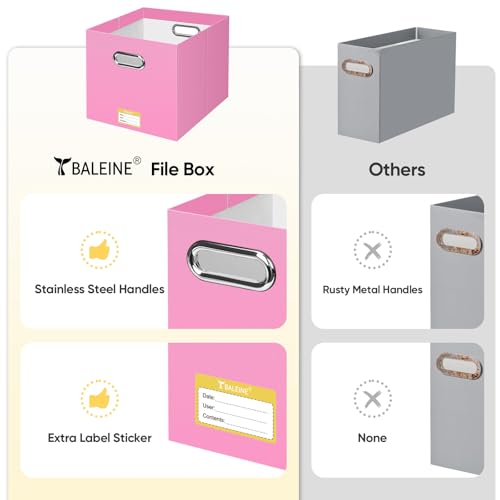 BALEINE 8PK File Organizer Box, Cardboard File Folder Organizer with Handle - color: Pink, style: 8PK