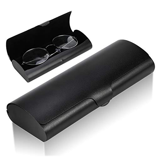 Hifot Aluminium Glasses Case, Slim Reading Glasses Case, Portable Travel Metal Eyeglass Spectacles Protection Hard Shell - color: Black