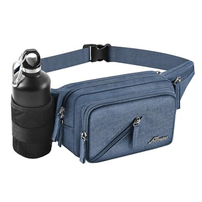 Fanny Pack Waterproof Waist Bag Pack Men Women Hip Bum Bag With Water Bottle Holder Adjustable Strap Suitable For Outdoors Workout Traveling Hiking Cycling Dog Walking Pouch Bag(Blue) - color: Blue