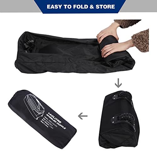 REDCAMP 85L/120L/140L Foldable Duffle Bag with Wheels, Large Travel Duffel Bag - color: 140l Black