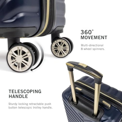 Kenneth Cole REACTION Madison Square Lightweight Hardside Chevron Expandable Spinner Luggage, Navy, 24-Inch Checked - color: Navy, size: 24-Inch Checked