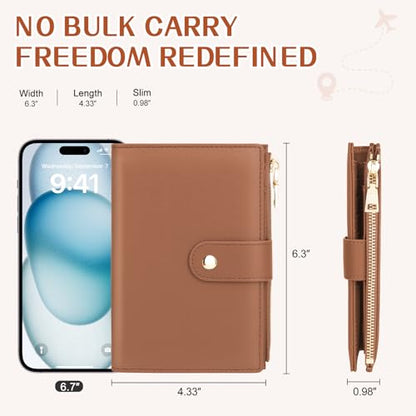Passport Holder for Travel RFID Blocking Passport Wallet Cover - color: Brown