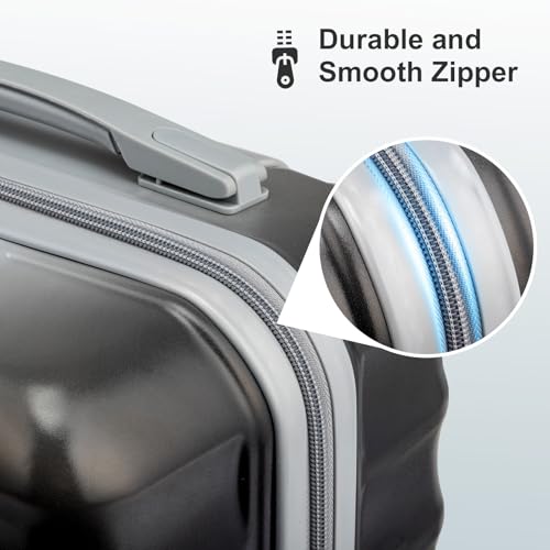 Karl home Luggage Set 3 Piece, PC+ABS Multicolor Hardshell suitcase set with TSA Lock & Spinner Wheels, Durable Carry on Luggage Set for Men and Women Travel (Gradient Grey)