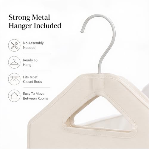 The Fine Living Co. Hanging Laundry Hamper Bag, Heavy Duty Hanger, Space Saving Closet Hamper Organizer (Beige) (Pack of 2) - color: Cream, size: Single Compartment (Pack of 2)