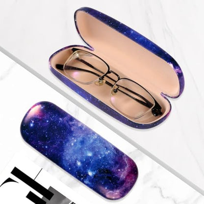 PERFECTSIGHT Hard Shell Eyeglasses Case, PU Leather Protective Glasses Case, Cute Eyeglass Case for Women Men Girls - color: Milky Way