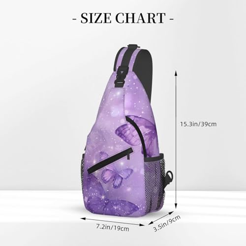 SUPLUCHOM Sling Bag Butterfly Purple Pastel Hiking Daypack Crossbody Shoulder Backpack Travel Chest Pack for Men Women - color: B014