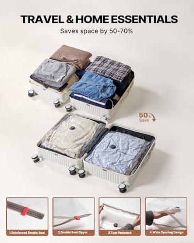 VINTAR 12 Pack Vacuum Seal Bags for Clothing Travel with Wireless Pump - size: 12 Combo+Cordless Pump