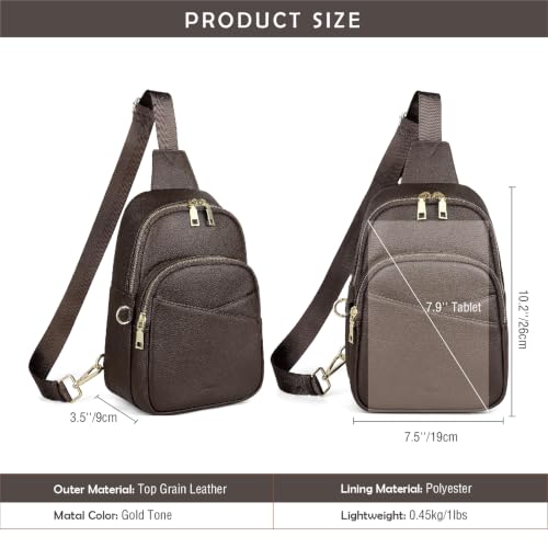 Anti Theft Sling Bag Leather Fanny Pack for Women Medium, Coffee - color: Coffee
