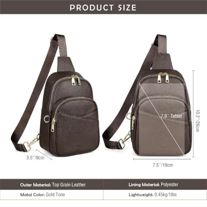 Anti Theft Sling Bag Leather Fanny Pack for Women Medium, Coffee - color: Coffee