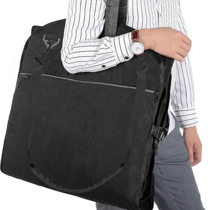 66" Versatile Travelling bags Wedding Dress Travel Garment Bag Tri-Fold Gown Length w/Hanging Hook Extra Pocket - color: 66 inch Black