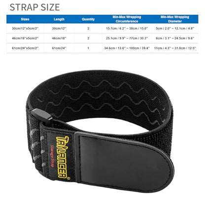Trilancer Elastic Cinch Straps with Anti-Slip Strips, 3 Size Combo (5-Pack) - size: 3 size combo(12"+18"+24")