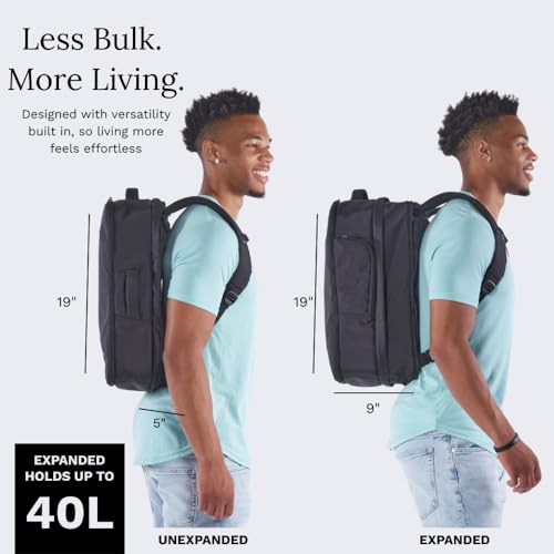 Knack Convertible Travel Duffel Backpack, 15.6-Inch Laptop, 24L-40L - color: Midnight Black, style: Convertible Duffel