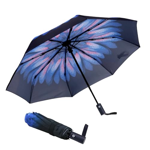 NPCQUN Travel Essentials Umbrella Windproof Compact Collapsible Light, Automatic, Strong and Portable, Wind Resistant Folding Small Umbrella for Rain - color: Lucite