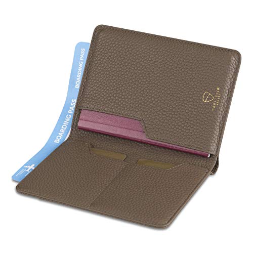 Vaultskin KENSINGTON Passport Holder for Travel, RFID Wallet (Matt Brown) - color: Matt Brown