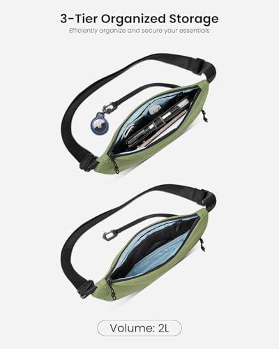 Flux 2L Sling Chest Bag with RFID Blocking Crossbody for Men Women - color: Avocado Green