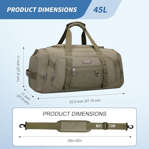 WITZMAN 캔버스 더플 백 남성용 3 in 1 컨버터블 백팩 40L 여행용, 아미 그린., 빈티지 - color: 아미 그린., size: 45L Upgrade