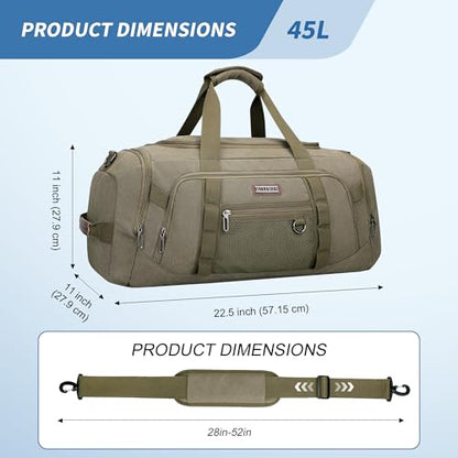 WITZMAN 캔버스 더플 백 남성용 3 in 1 컨버터블 백팩 40L 여행용, 아미 그린., 빈티지 - color: 아미 그린., size: 45L Upgrade