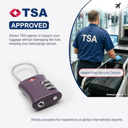 TSA Locks for Luggage, Small Combination Padlock with Cable, Luggage Locks TSA Approved for International Travel Essentials, Suitcase, Backpack Zipper, Locker, Flight Attendant Accessories - color: Black+Gray